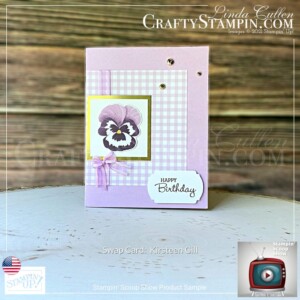 Stampin Scoop Pansy Petals Suite |Stampin’ Up! Annual Catalog | 2021 - 2022 | Join Stampin’ Up! | Frequently Asked Questions about becoming a Stampin’ Up! Demonstrator | Join the Craft Stampin’ Crew | Stampin Up Demonstrator Linda Cullen | Crafty Stampin’ | Purchase your Stampin’ Up Pansy Petals Suite Collection (English) [155810] | Pansy Patch Bundle (English) [155674] | Pansy Patch Photopolymer Stamp Set (English) [154999] | Pansy Petals 12" X 12" (30.5 X 30.5 Cm) Designer Series Paper [155807] | Pansy Dies [155680] | Hippo & Friends Dies [153585] | Rectangular Postage Stamp Punch [152709] | Bark 3D Embossing Folder [155431] |