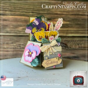 Stampin Scoop Pansy Petals Suite |Stampin’ Up! Annual Catalog | 2021 - 2022 | Join Stampin’ Up! | Frequently Asked Questions about becoming a Stampin’ Up! Demonstrator | Join the Craft Stampin’ Crew | Stampin Up Demonstrator Linda Cullen | Crafty Stampin’ | Purchase your Stampin’ Up Pansy Petals Suite Collection (English) [155810] | Pansy Patch Bundle (English) [155674] | Pansy Patch Photopolymer Stamp Set (English) [154999] | Pansy Petals 12" X 12" (30.5 X 30.5 Cm) Designer Series Paper [155807] | Pansy Dies [155680] | Hippo & Friends Dies [153585] | Rectangular Postage Stamp Punch [152709] | Bark 3D Embossing Folder [155431] |
