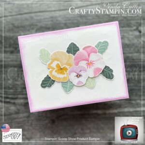 Stampin Scoop Pansy Petals Suite |Stampin’ Up! Annual Catalog | 2021 - 2022 | Join Stampin’ Up! | Frequently Asked Questions about becoming a Stampin’ Up! Demonstrator | Join the Craft Stampin’ Crew | Stampin Up Demonstrator Linda Cullen | Crafty Stampin’ | Purchase your Stampin’ Up Pansy Petals Suite Collection (English) [155810] | Pansy Patch Bundle (English) [155674] | Pansy Patch Photopolymer Stamp Set (English) [154999] | Pansy Petals 12" X 12" (30.5 X 30.5 Cm) Designer Series Paper [155807] | Pansy Dies [155680] | Hippo & Friends Dies [153585] | Rectangular Postage Stamp Punch [152709] | Bark 3D Embossing Folder [155431] |