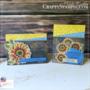 Stamp It Group August 2021 Fall Theme Blog Hop | Join Stampin’ Up! | Frequently Asked Questions about becoming a Stampin’ Up! Demonstrator | Join the Craft Stampin’ Crew | Stampin Up Demonstrator Linda Cullen | Crafty Stampin’ | Purchase your Stampin’ Up Celebrate Sunflowers Cling Stamp Set [152517] | Free As A Bird Cling Stamp Set [149468] | Tasteful Touches Cling Stamp Set [152562] | Harvest Meadow 12" X 12" DSP [156494] | In Good Taste DSP [152494] | Brushed Metallic Cardstock [153524] | Sunflowers Dies [152704] | Harvest Dies [156504] | Tasteful Labels Dies [152886] | Metallics Embossing Powders [155555] | Decorative Matte Dots [156289]