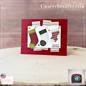 Stampin Scoop Sweet Stockings, Holiday Gift Sets, Cards & More | Join Stampin’ Up! | Frequently Asked Questions about becoming a Stampin’ Up! Demonstrator | Join the Craft Stampin’ Crew | Stampin Up Demonstrator Linda Cullen | Crafty Stampin’ | Purchase Stampin’ Up! Product | FAQ about Paper Pumpkin Sweet Stockings Suite Collection[156273] | Sweet Little Stockings Bundle [156798] | Sweet Little Stockings Stamp Set[156282] | Stockings Dies [156288] | Jolly Felt [156291] | Decorative Matte Dots [156289] | Pool Party 3/8" Striped Grosgrain Ribbon [156290] | Sweet Stockings 12" X 12" DSP [156281] |