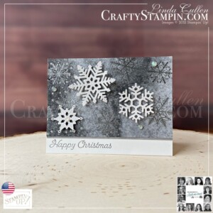 You Can Create It - International Challenge & Inspiration - November 2021 | Join Stampin’ Up! | Frequently Asked Questions about becoming a Stampin’ Up! Demonstrator | Join the Craft Stampin’ Crew | Stampin Up Demonstrator Linda Cullen | Crafty Stampin’ | Purchase Stampin’ Up! Product | FAQ about Paper Pumpkin Merry Snowflakes Stamp Set [156419] | Happy Holly-Days Stamp Set[156342] | Stitched Snowflakes Dies [156455] | Peaceful Place Specialty Designer Series Paper [156394] | Snowy White Velvet Sheets [156405] | Opal Rounds [154289] | Wink Of Stella Clear Glitter Brush [141897] | Metallics Embossing Powders [155555] |