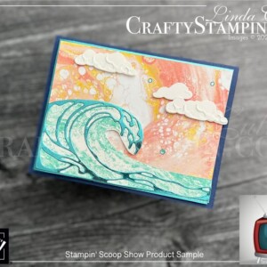 Stampin Scoop Wave of the Ocean | Join Stampin’ Up! | Frequently Asked Questions about becoming a Stampin’ Up! Demonstrator | Join the Craft Stampin’ Crew | Stampin Up Demonstrator Linda Cullen | Crafty Stampin’ | Purchase Stampin’ Up! Product | FAQ about Paper Pumpkin Wave of the Ocean Collection 161797 | Waves of Inspiration Bundle 158841 | Waves of Inspiration Stamp Set 158833 | Waves Dies 158840 | Waves of the Ocean 12” x 12” Designer Series Paper 159982 | Blue Foil 12 “ x 12” Specialty Paper 159983 | Rhinestone Waves Basic Jewels 159396