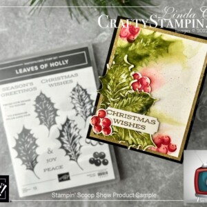 Stampin Scoop Boughs of Holly Suite Episode 149 | Join Stampin’ Up! | Frequently Asked Questions about becoming a Stampin’ Up! Demonstrator | Join the Craft Stampin’ Crew | Stampin Up Demonstrator Linda Cullen | Crafty Stampin’ | Purchase Stampin’ Up! Product | FAQ about Paper Pumpkin | Boughs Of Holly Suite Collection [159612] | Leaves Of Holly Bundle [159608] | Leaves Of Holly Photopolymer Stamp Set [159601] | Merriest Moments Photopolymer Stamp Set [156353] | Shimmery White 8-1/2" X 11" Cardstock [101910] | Copper Foil Sheets [142020] | Distressed Gold 12" X 12" Specialty Paper [159237] | Kraft Gift Boxes [156569] | Basic White Medium Envelopes [159236] | Wink Of Stella Clear Glitter Brush [141897] | Water Painters [151298] | Seasonal Labels Dies [156299] |