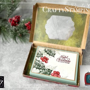 Stampin Scoop Boughs of Holly Suite Episode 149 | Join Stampin’ Up! | Frequently Asked Questions about becoming a Stampin’ Up! Demonstrator | Join the Craft Stampin’ Crew | Stampin Up Demonstrator Linda Cullen | Crafty Stampin’ | Purchase Stampin’ Up! Product | FAQ about Paper Pumpkin | Boughs Of Holly Suite Collection [159612] | Leaves Of Holly Bundle [159608] | Leaves Of Holly Photopolymer Stamp Set [159601] | Merriest Moments Photopolymer Stamp Set [156353] | Shimmery White 8-1/2" X 11" Cardstock [101910] | Copper Foil Sheets [142020] | Distressed Gold 12" X 12" Specialty Paper [159237] | Kraft Gift Boxes [156569] | Basic White Medium Envelopes [159236] | Wink Of Stella Clear Glitter Brush [141897] | Water Painters [151298] | Seasonal Labels Dies [156299] |
