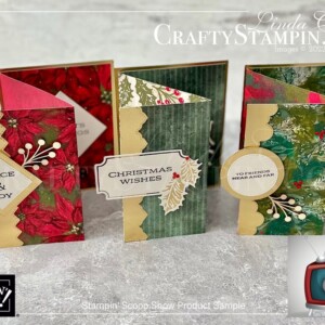 Stampin Scoop Boughs of Holly Suite Episode 149 | Join Stampin’ Up! | Frequently Asked Questions about becoming a Stampin’ Up! Demonstrator | Join the Craft Stampin’ Crew | Stampin Up Demonstrator Linda Cullen | Crafty Stampin’ | Purchase Stampin’ Up! Product | FAQ about Paper Pumpkin | Boughs Of Holly Suite Collection [159612] | Leaves Of Holly Bundle [159608] | Leaves Of Holly Photopolymer Stamp Set [159601] | Merriest Moments Photopolymer Stamp Set [156353] | Shimmery White 8-1/2" X 11" Cardstock [101910] | Copper Foil Sheets [142020] | Distressed Gold 12" X 12" Specialty Paper [159237] | Kraft Gift Boxes [156569] | Basic White Medium Envelopes [159236] | Wink Of Stella Clear Glitter Brush [141897] | Water Painters [151298] | Seasonal Labels Dies [156299] |
