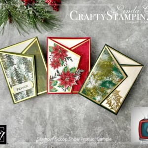 Stampin Scoop Boughs of Holly Suite Episode 149 | Join Stampin’ Up! | Frequently Asked Questions about becoming a Stampin’ Up! Demonstrator | Join the Craft Stampin’ Crew | Stampin Up Demonstrator Linda Cullen | Crafty Stampin’ | Purchase Stampin’ Up! Product | FAQ about Paper Pumpkin | Boughs Of Holly Suite Collection [159612] | Leaves Of Holly Bundle [159608] | Leaves Of Holly Photopolymer Stamp Set [159601] | Merriest Moments Photopolymer Stamp Set [156353] | Shimmery White 8-1/2" X 11" Cardstock [101910] | Copper Foil Sheets [142020] | Distressed Gold 12" X 12" Specialty Paper [159237] | Kraft Gift Boxes [156569] | Basic White Medium Envelopes [159236] | Wink Of Stella Clear Glitter Brush [141897] | Water Painters [151298] | Seasonal Labels Dies [156299] |
