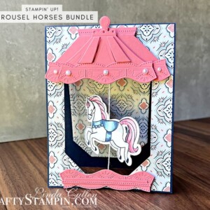 Stampin Scoop Carousel Horses Bundle Episode 162 | Join Stampin’ Up! | Frequently Asked Questions about becoming a Stampin’ Up! Demonstrator | Join the Craft Stampin’ Crew | Stampin Up Demonstrator Linda Cullen | Crafty Stampin’ | Purchase Stampin’ Up! Product | FAQ about Paper Pumpkin | FAQ about Kits Collection | Online Exclusive Products |Carousel Horses Bundle [161466] | Carousel Horses Stamp Set [161463] | Vellum Cardstock [101856] | Bright & Beautiful DSP [161449] | Berry Burst Stampin' Blends [161681] | Carousel Horses Dies [161465] | Stylish Shapes Dies [159183] | Iridescent Pearl Basic Jewels [158987] | Tinsel Gems Four-Pack [161623] |