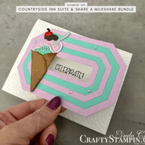 Stampin Scoop Countryside Inn Suite Episode 161 | Join Stampin’ Up! | Frequently Asked Questions about becoming a Stampin’ Up! Demonstrator | Join the Craft Stampin’ Crew | Stampin Up Demonstrator Linda Cullen | Crafty Stampin’ | Purchase Stampin’ Up! Product | FAQ about Paper Pumpkin | FAQ about Kits Collection | Online Exclusive Products | Share A Milkshake Stamp Set [160394] | Share A Milkshake Dies [160395] | Countryside Corners Dies [161471] | Countryside Blossoms Embossing Folder [161473] | Holographic Trio Specialty Paper [161744] | Sponge Daubers [133773] | Stampin' Spritzer [126185] | Wink Of Stella Clear Glitter Brush [141897] | Iridescent Rhinestones Basic Jewels [158130] |
