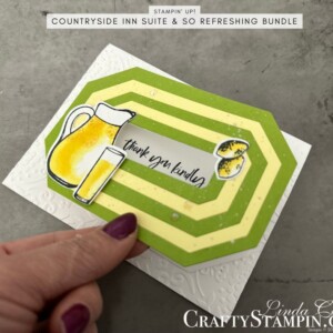 Stampin Scoop Countryside Inn Suite Episode 161 | Join Stampin’ Up! | Frequently Asked Questions about becoming a Stampin’ Up! Demonstrator | Join the Craft Stampin’ Crew | Stampin Up Demonstrator Linda Cullen | Crafty Stampin’ | Purchase Stampin’ Up! Product | FAQ about Paper Pumpkin | FAQ about Kits Collection | Online Exclusive Products | Share A Milkshake Stamp Set [160394] | Share A Milkshake Dies [160395] | Countryside Corners Dies [161471] | Countryside Blossoms Embossing Folder [161473] | Holographic Trio Specialty Paper [161744] | Sponge Daubers [133773] | Stampin' Spritzer [126185] | Wink Of Stella Clear Glitter Brush [141897] | Iridescent Rhinestones Basic Jewels [158130] |
