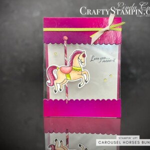 Stampin Scoop Carousel Horses Bundle Episode 162 | Join Stampin’ Up! | Frequently Asked Questions about becoming a Stampin’ Up! Demonstrator | Join the Craft Stampin’ Crew | Stampin Up Demonstrator Linda Cullen | Crafty Stampin’ | Purchase Stampin’ Up! Product | FAQ about Paper Pumpkin | FAQ about Kits Collection | Online Exclusive Products |Carousel Horses Bundle [161466] | Carousel Horses Stamp Set [161463] | Vellum Cardstock [101856] | Bright & Beautiful DSP [161449] | Berry Burst Stampin' Blends [161681] | Carousel Horses Dies [161465] | Stylish Shapes Dies [159183] | Iridescent Pearl Basic Jewels [158987] | Tinsel Gems Four-Pack [161623] |