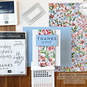 Stampin Scoop Botanical Textures Suite Episode 179 | Join Stampin’ Up! | Frequently Asked Questions about becoming a Stampin’ Up! Demonstrator | Join the Craft Stampin’ Crew | Stampin Up Demonstrator Linda Cullen | Crafty Stampin’ | Purchase Stampin’ Up! Product | FAQ about Paper Pumpkin | FAQ about Kits Collection | Online Exclusive Products | Botanical Textures Suite Collection [165563] | Textured Notes Bundle [165556] | Textured Notes Stamp Set [165548] | Textured Notes Dies [165555] | Woven Textures Designer Series Paper [165560] | Botanical Textures Designer Series Paper [165545] | White 1/4" Ribbon [165562] | Mini Corrugated 3D Embossing Folder [165559] | Neutral Matte Dots [165561] |