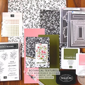 Stampin Scoop Botanical Textures Suite Episode 179 | Join Stampin’ Up! | Frequently Asked Questions about becoming a Stampin’ Up! Demonstrator | Join the Craft Stampin’ Crew | Stampin Up Demonstrator Linda Cullen | Crafty Stampin’ | Purchase Stampin’ Up! Product | FAQ about Paper Pumpkin | FAQ about Kits Collection | Online Exclusive Products | Botanical Textures Suite Collection [165563] | Textured Notes Bundle [165556] | Textured Notes Stamp Set [165548] | Textured Notes Dies [165555] | Woven Textures Designer Series Paper [165560] | Botanical Textures Designer Series Paper [165545] | White 1/4" Ribbon [165562] | Mini Corrugated 3D Embossing Folder [165559] | Neutral Matte Dots [165561] |